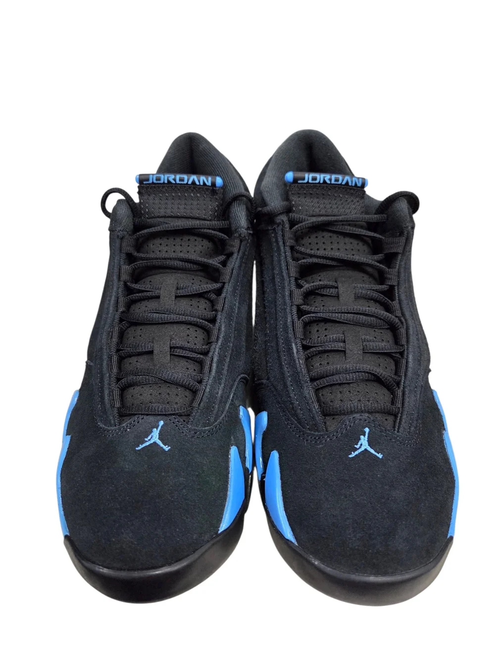 Air Jordan 14 Retro Black and University Blue Sneakers